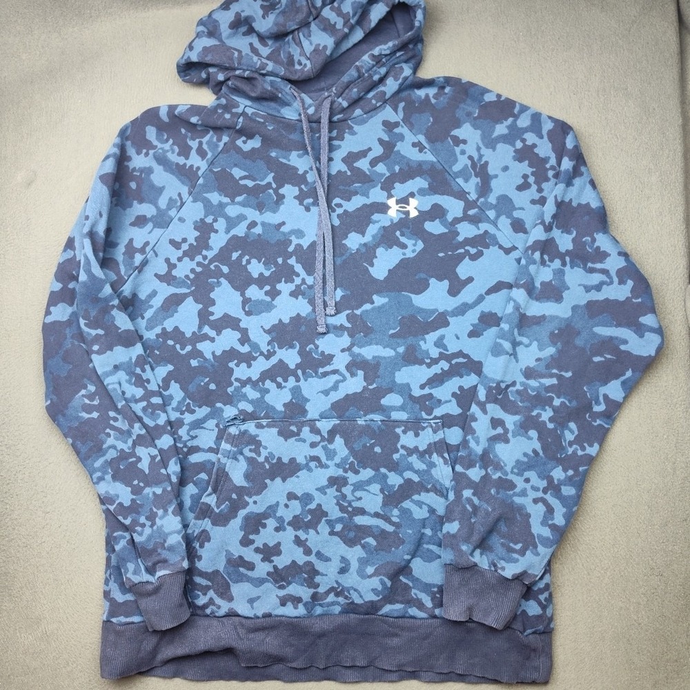 Under Armour Hoodie Mens Medium Blue Camo Storm Rival Fleece Sweatshirt 1382291